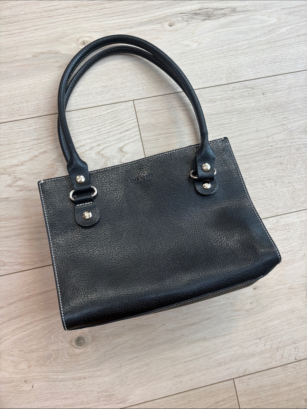 kate spade Black Pebbled Leather Shoulder Bag with Silver Hardware